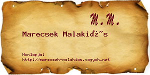Marecsek Malakiás névjegykártya